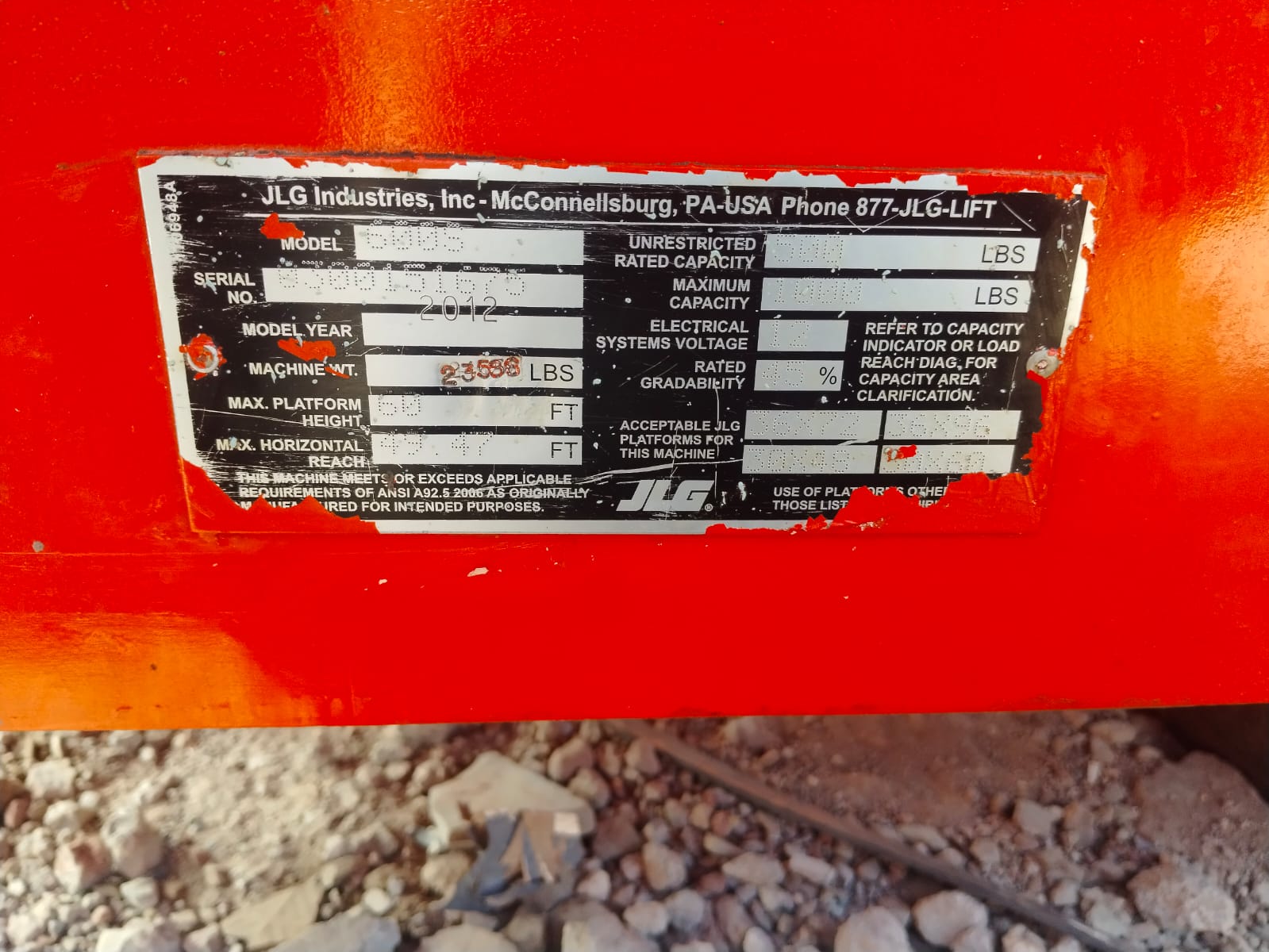 JLG BOOM LIFT 600S 2012
