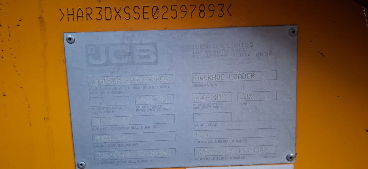 JCB BACKHOE 3DX 2018