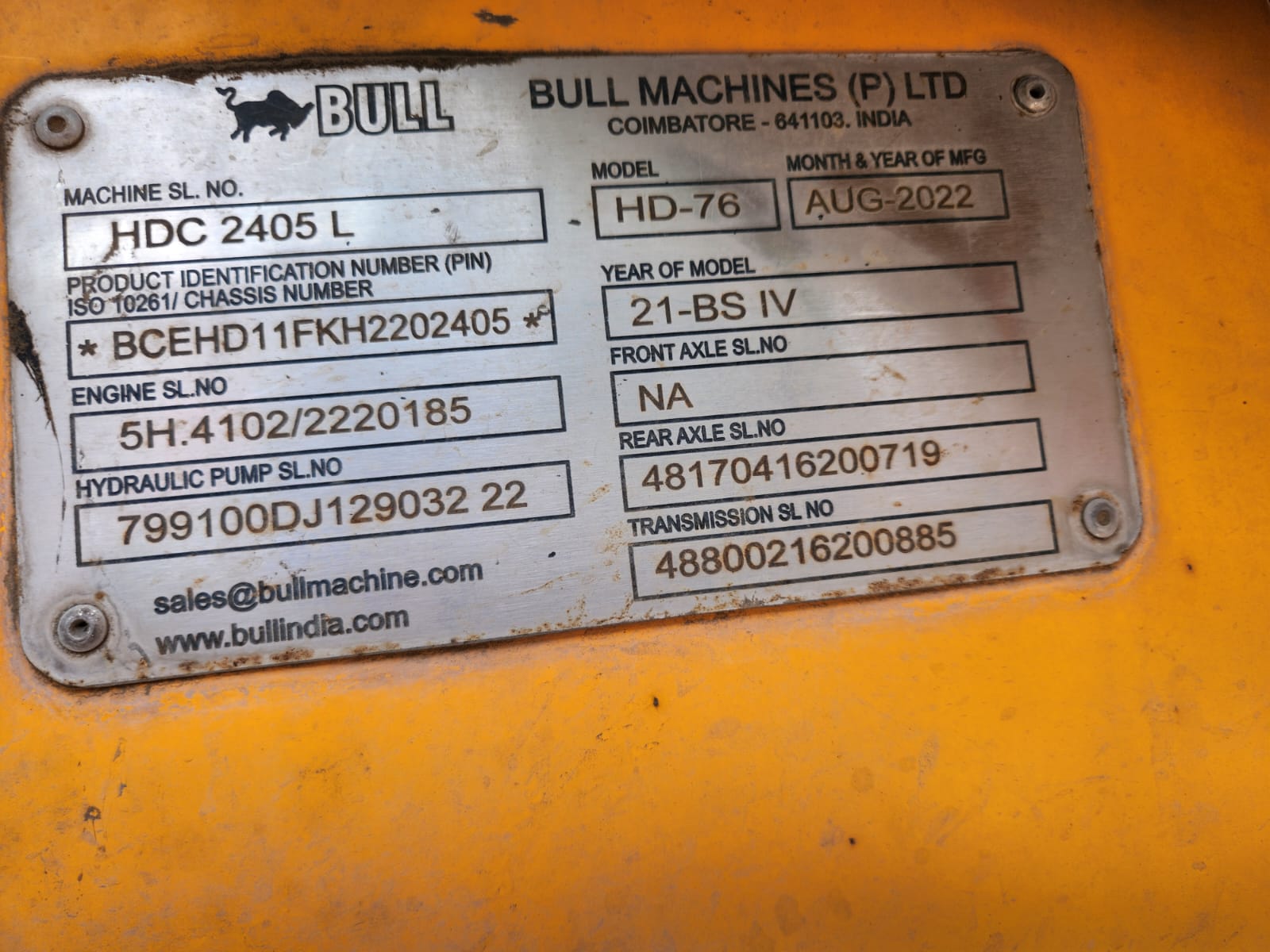 BULL BACKHOE 76 HD 2022