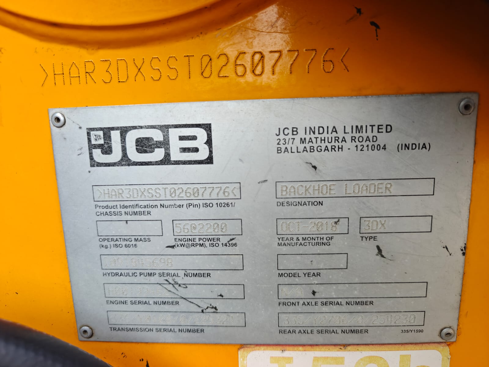 JCB BACKHOE 3DX 2018